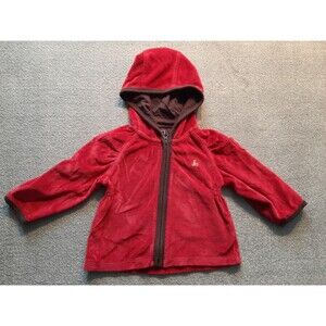 Baby Gap Jacket Full Zip Embordered Bear Newborn 6-12 M month Red Hooded